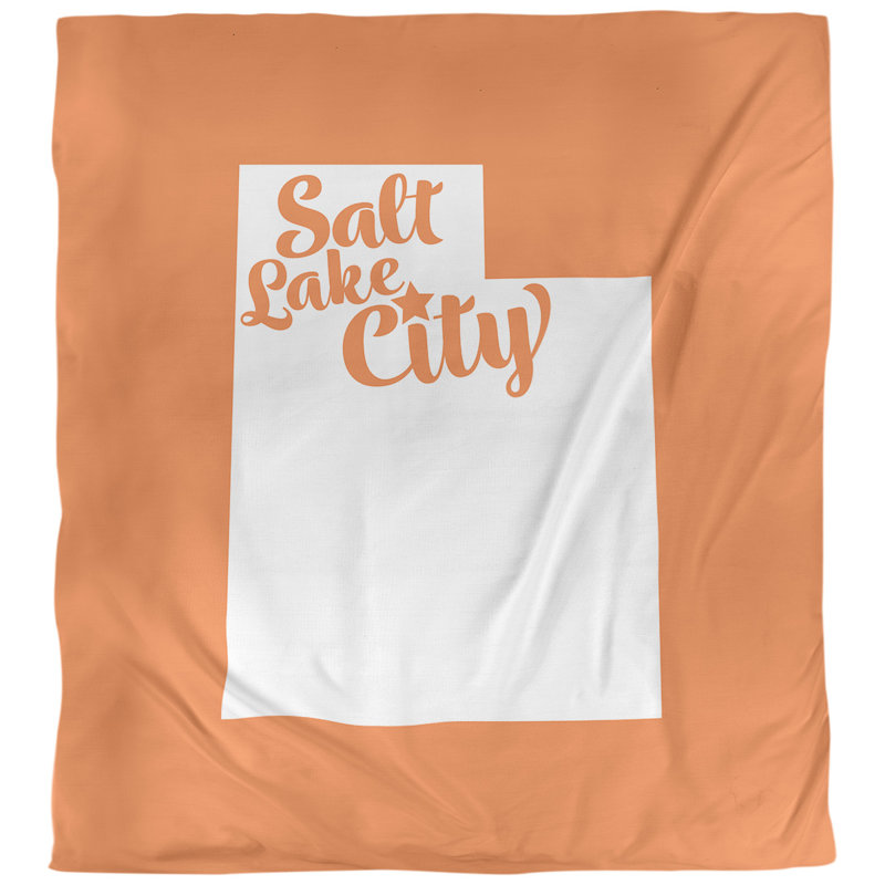 Housse de couette réversible simple Salt Lake City Utah, Microfibre, Housse de couette simple TG, Orange