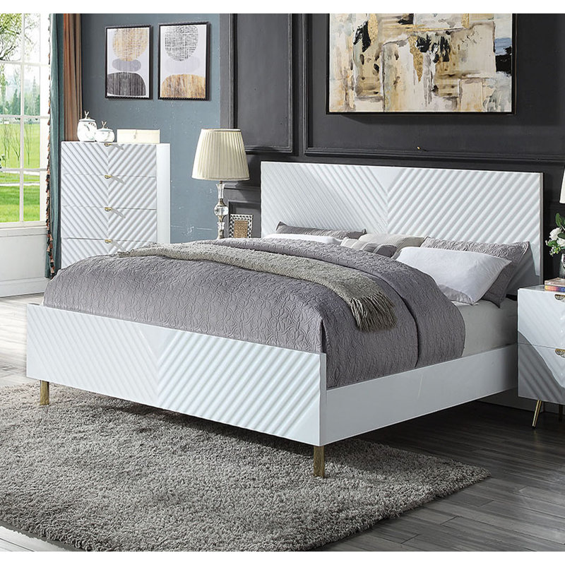 Lit plateforme Sare, Grand, Blanc