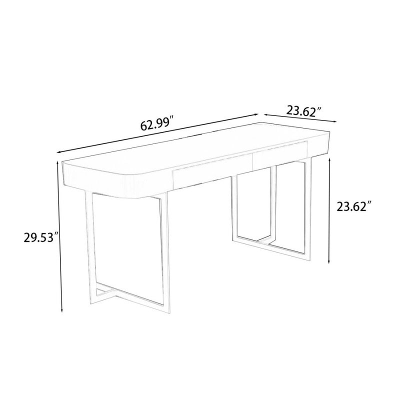 Bureau d'écriture avec tiroirs blanc et noir, H 29,53 po x l 62,99 po x P 23,62 po, Noir