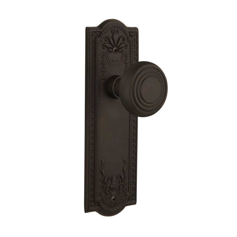 Meadows Plate with Deco Door Knob, Oil-Rubbed Bronze