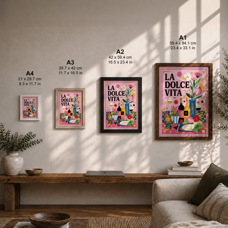 La Dolce Vita Modern - Framed Print, A2 - 59.4 x 42.0 cm, Oak
