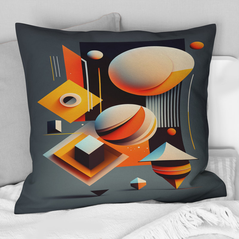 Graphic Retro Compositions VI - Coussin décoratif à imprimé géométrique abstrait