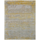 High-Quality Hand-Knotted Silver And Gold Area Rug