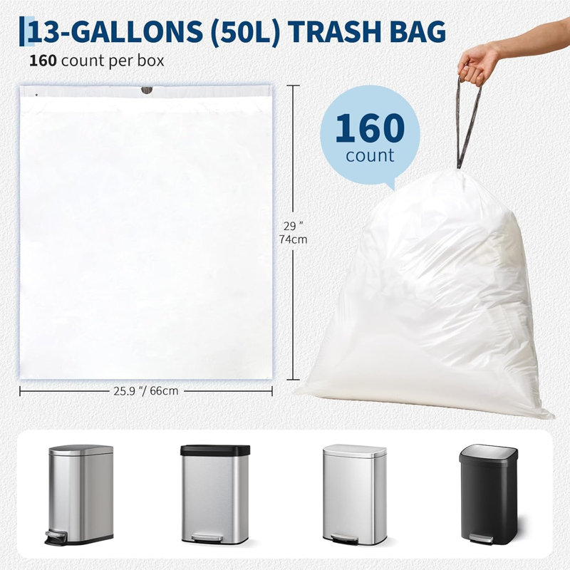 Sacs poubelle 50 L (13 gallons), 40 unités, 1 rouleau