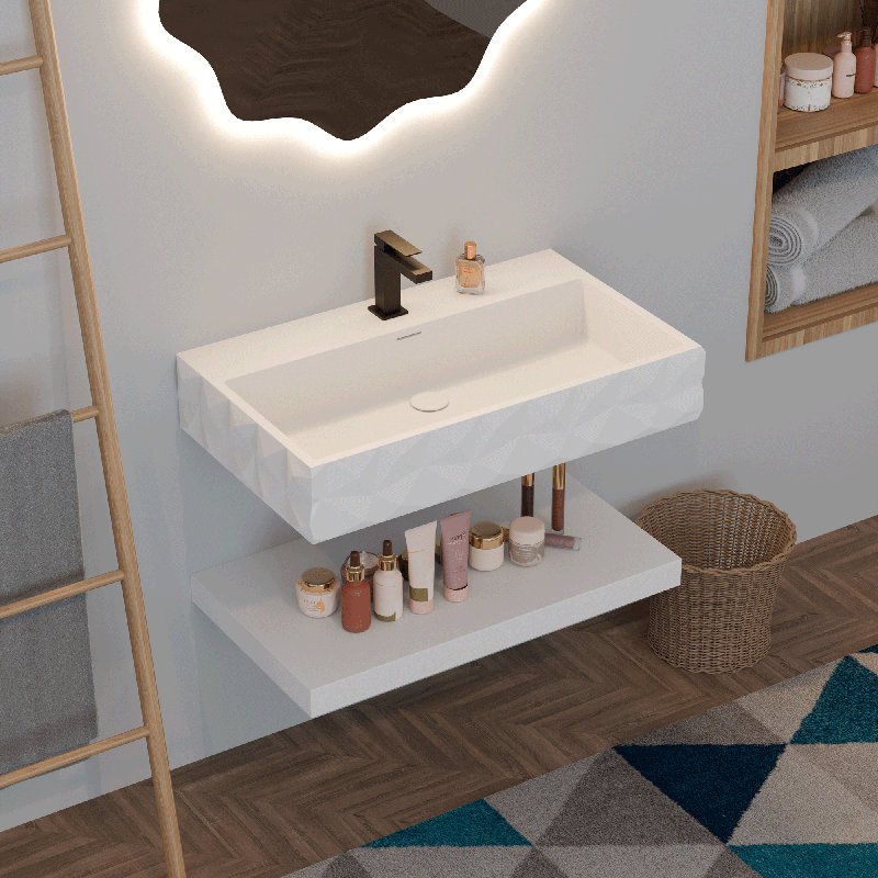 Gesipor 32"x19" Double-layer Wall Mounted Resin Bathroom Sink