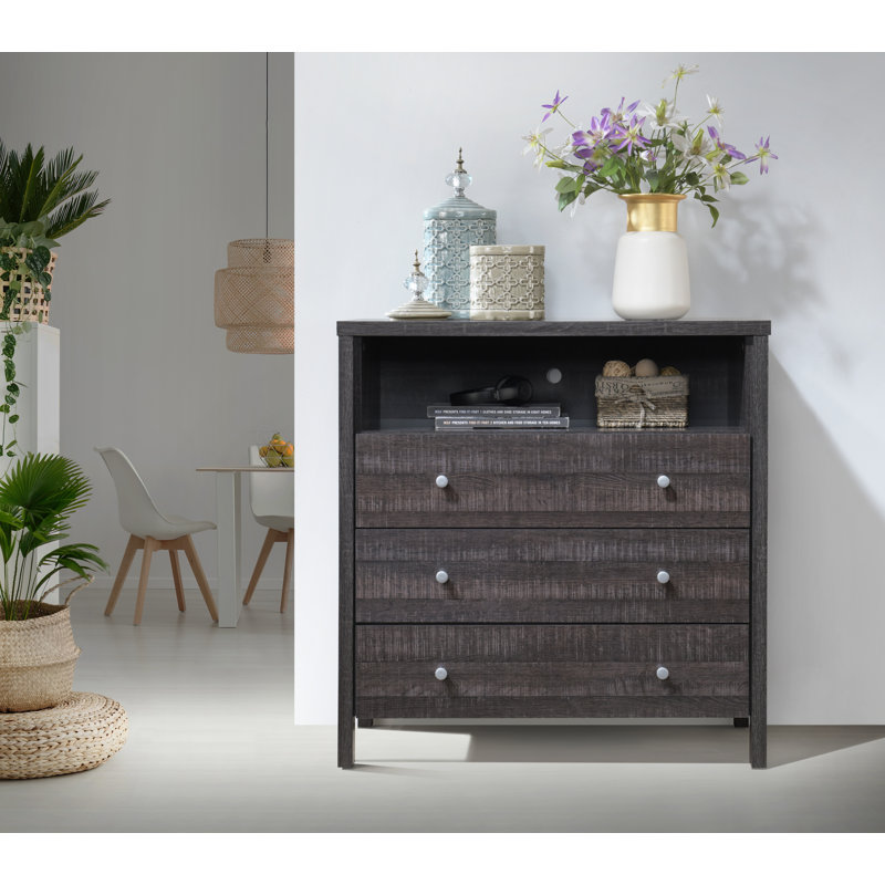Maekayla 35.43'' W 3 - Drawer Dresser, Walnut