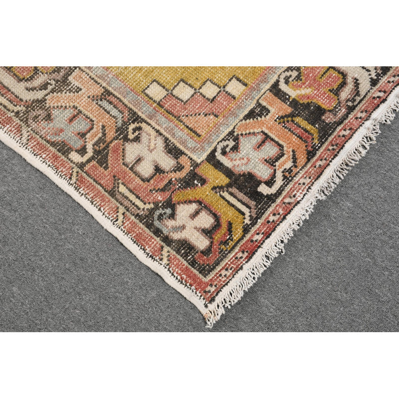 Tapis de couloir turc authentique tissé à la main avec motifs géométriques traditionnels