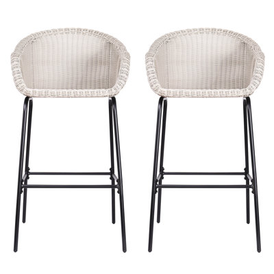 Extérieur de 2 pièces avec faux gris, conception tout-en-un avec des composants intégrés sans soudure, motif de tissage de panier tissé, hauteur de siège idéale de 29,50 pouces pour les barres, stabilité du cadre en fer noir, 12,50