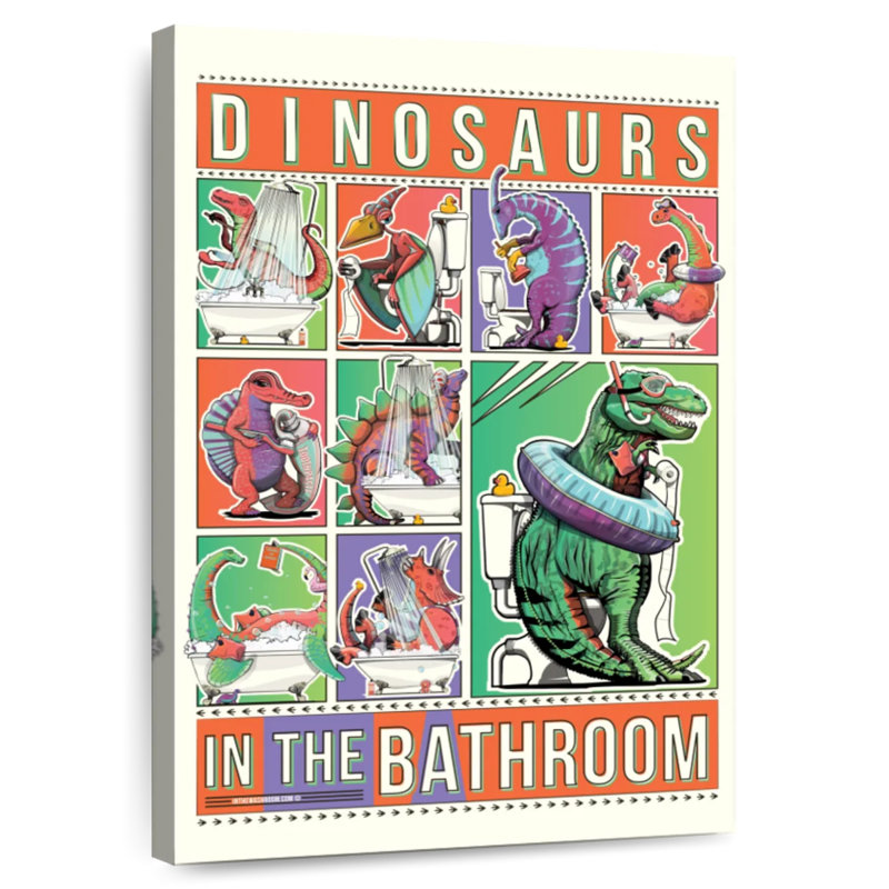 Dinosaures dans la salle de bain, H 24 po x l 16 po