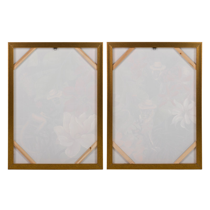 Macaque Set 2 Canvas With Golden Frame 60X4X80 Cm - 2 Piece Wrapped Canvas Print Set