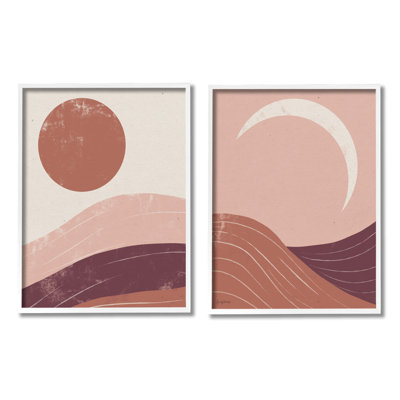 «Sun and Moon Sunrise Sunset Desert Collage» par Becky Thorns - ensemble de 2 impressions