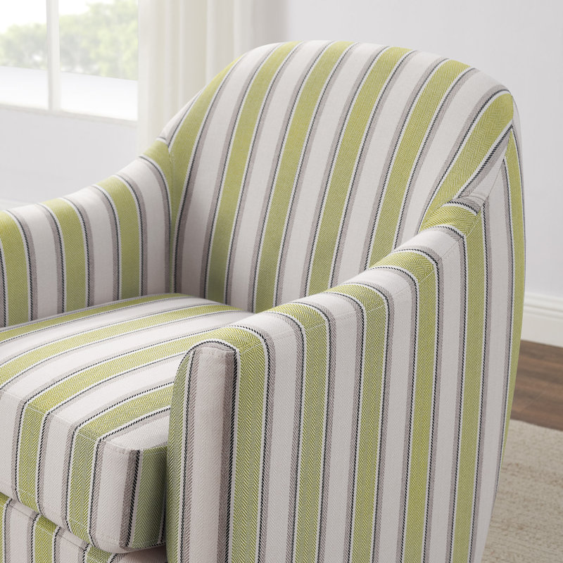 Set Of 2 29.92In Swivel Accent Chair, Green Stripe Linen