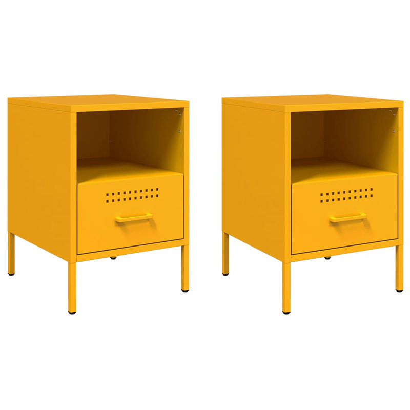Bedside Cabinets 2 pcs 36x39x50,5 cm Steel, Mustard Yellow
