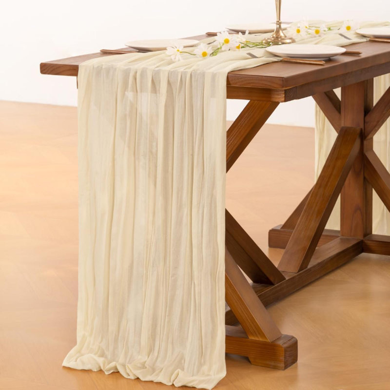 Chemin de table en étamine Cheesecloth, L 35 po x l 122 po, Beige