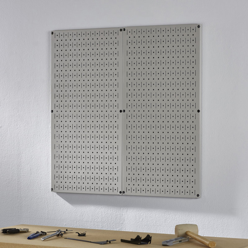 Panneau perforé en acier de 32 po x 32 po, Gris