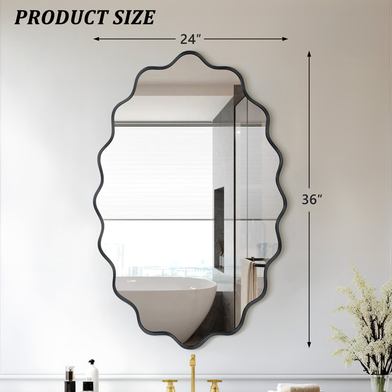 Miroir mural Scalloped, Noir, noir, noir, noir, 30 po x 22 po