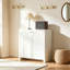 Storage Cabinet with 2 Doors, Wooden Buffet Sideboard with Adjustable Shelf and Metal Handles, Freestanding Kitchen Cupboard for Living Room, Dining Room and Hallway, White, 80 x 40 x 80 cm