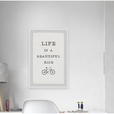 Reproduction d’art textuel sur papier encadrée « life is a beautiful rider v »