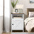 Alber Faux Leather Diamond Tufted Platform Bed with Headboard & 2 Rustic Farmhouse Nightstands Set, Barn Door End Tables with Storage Shelf-1409822700-1409822706