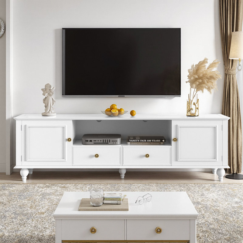 Meuble télé 70,9 po Modern Farmhouse, Blanc