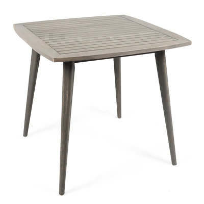 Square Outdoor Table In Gray Wood With Straight Legs - Long-lasting Appeal Surface And Dining Excellence