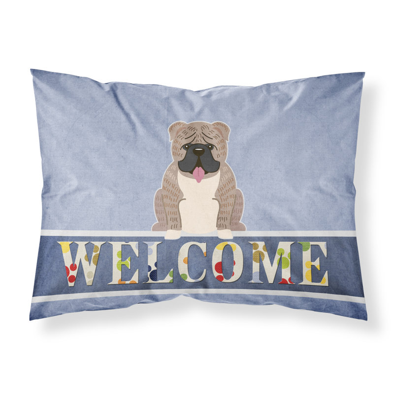 Taie d’oreiller welcome, Bouledogue anglais gris bringé