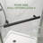 34.75" X 34.75" X 72" Corner Shower Enclosure, Frameless Pivot Shower Door with 1/4" Clear Tempered Glass & Explosion-Proof Film & Nano Coating, Matte Black Finish, Include Shower Base & Reversible Installation-131421651