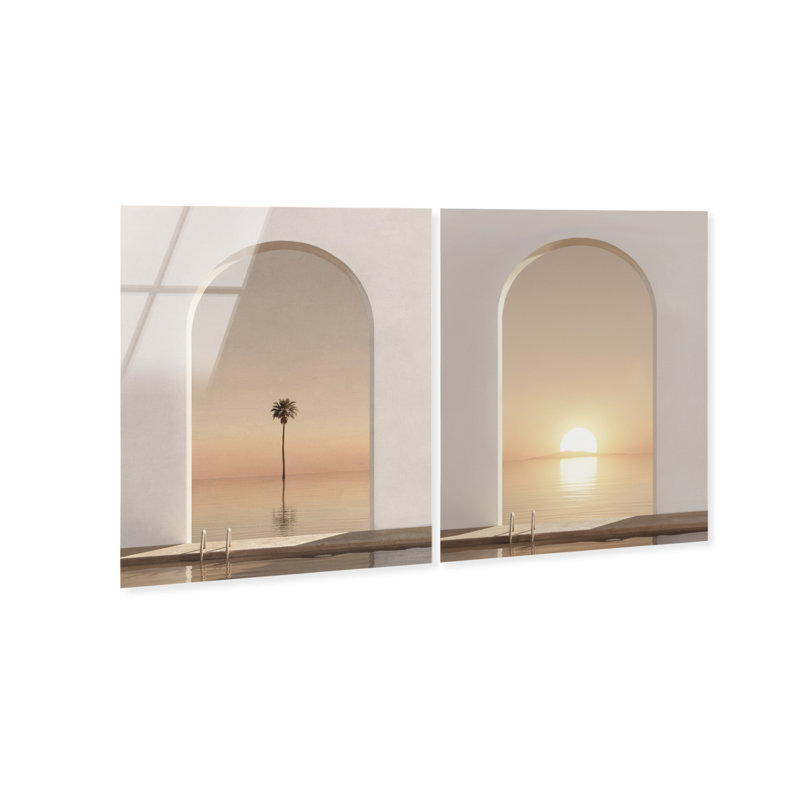 Coastal Window Set High-Gloss Frameless Acrylic Glass Wall Art Landscape & Nature Print by Oliver Gal, Ready to Hang, 16 x 20