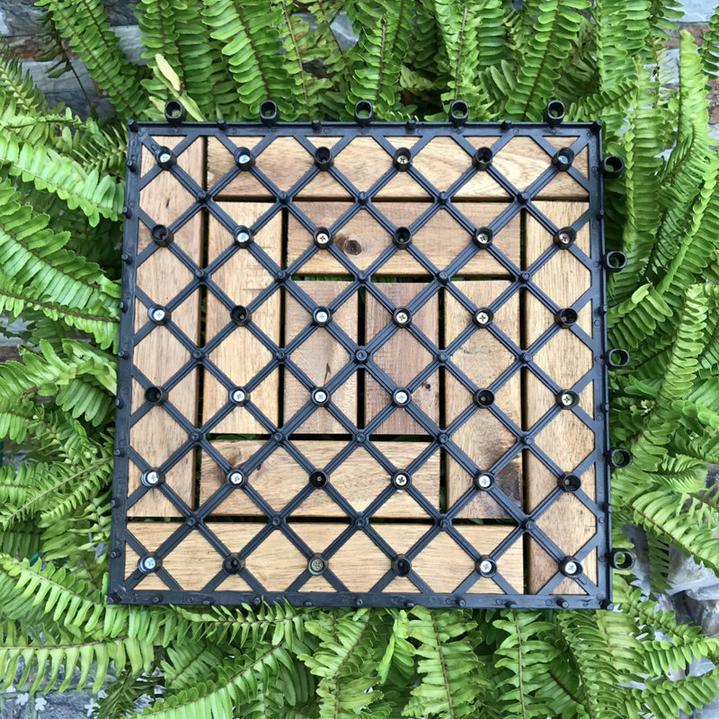 12.2047'' L x 12'' W Wood Interlocking Deck Tile in Brown