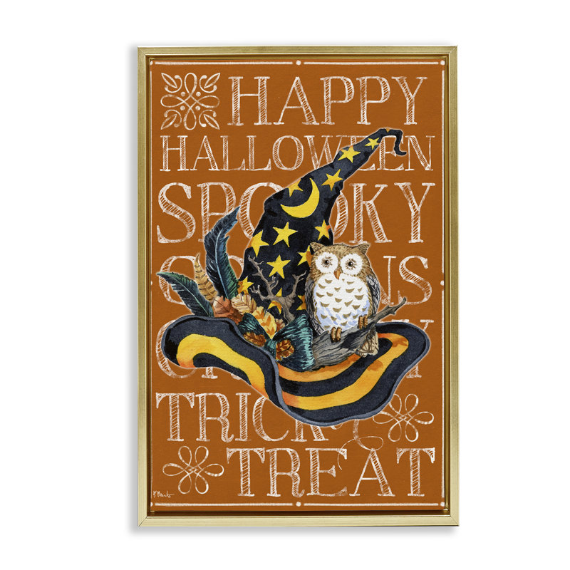 Cadre flottant Witchy Hat & Owl, par Paul Brent, H 25 po x l 17 po, Cadre flottant métallique doré