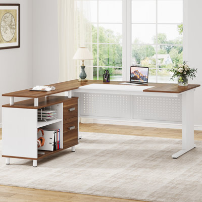 Ottovile 63'' W Executive Desk with File Cabinet for Home Office