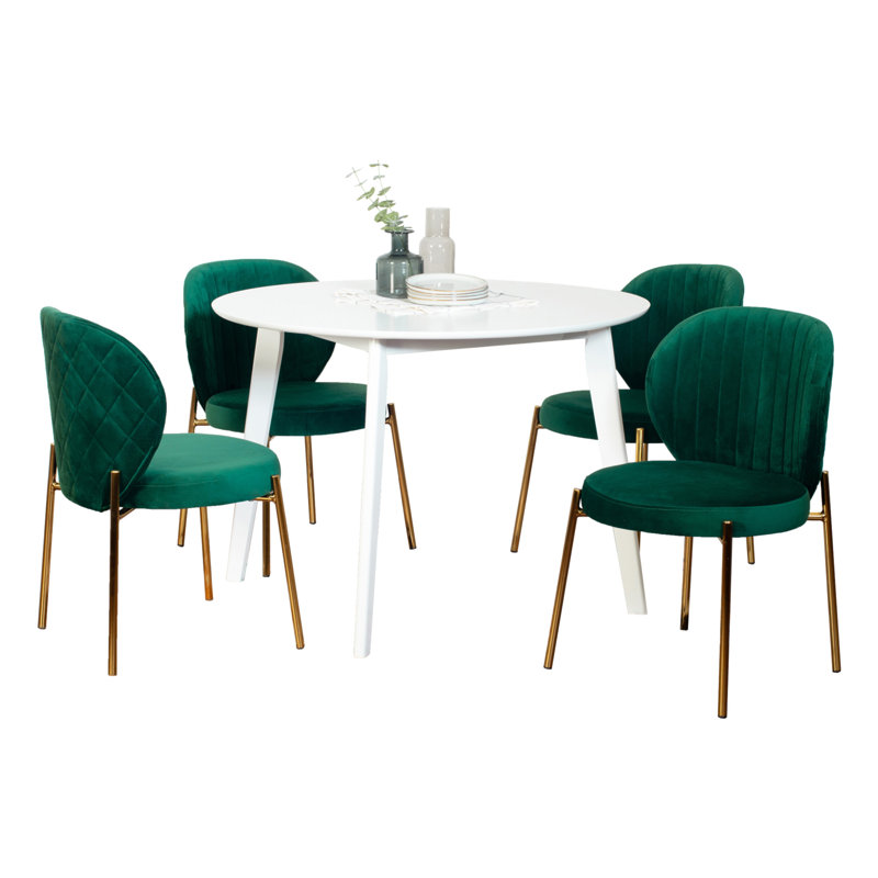 Ensemble de salle à manger Hearns, Vert/doré, 5