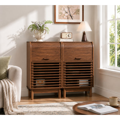Armoire de 36 po de hauteur avec porte à enroulement et tablette réglable - organisateur de rangement moderne à lattes