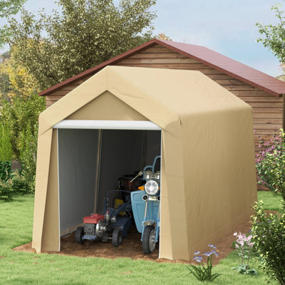 Outsunny 7' X 12' Garden Storage Tent, Heavy Duty Outdoor Shed, Waterproof Portable Shed Storage Shelter With Ventilation Window And Large Door For Bike, Motorcycle, Garden Tools