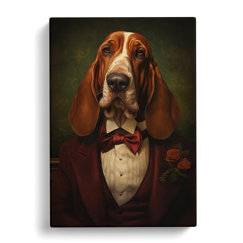 Basset Hound Dadaism Art - Wrapped Canvas, 76cm H x 50cm W x 3cm D