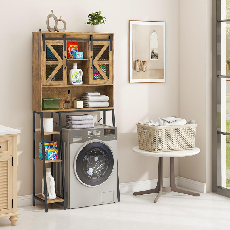 Brown Adjustable Farmhouse Over-the-Toilet Storage Cabinet