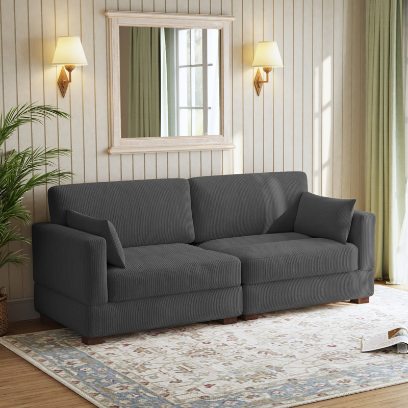 Canapé modulaire en velours côtelé Bentura, Gris