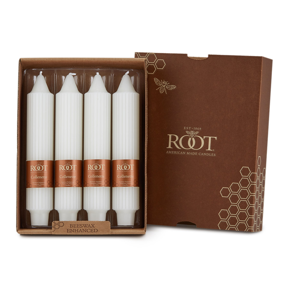 Root Candles Unscented Taper Candle, White, 7" H x 1.25" W x 1.25" D