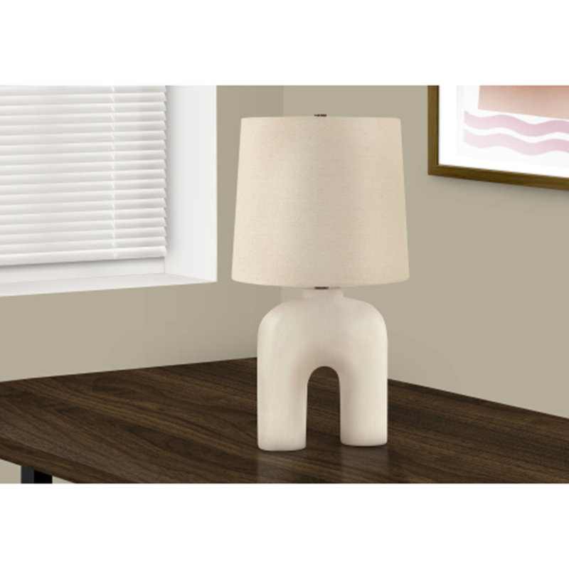 Lampe de table moderne en résine crème 25 po avec abat-jour beige pour un éclairage élégant
