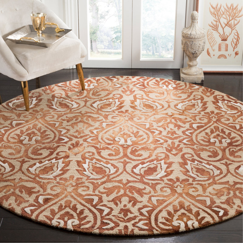 Tapis géométrique en laine / coton touffeté à la main Pimentel, Rond 7 pi