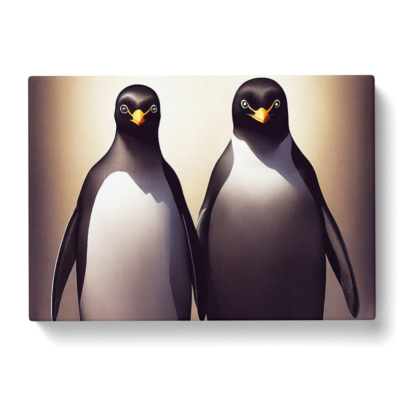 Pair Of Penguins - Wrapped Canvas, 40cm H x 60cm W x 3cm D