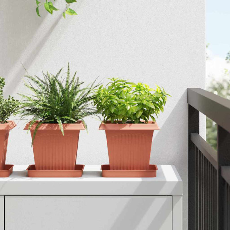 Planter, 14cm H x 16cm W x 16cm D, Brick Red, 24