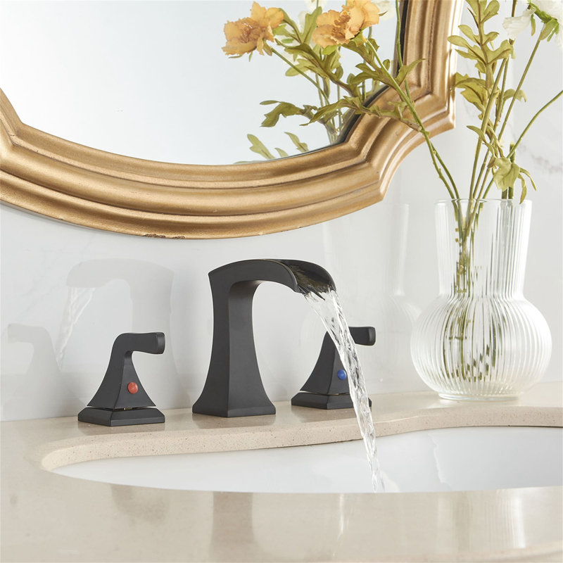 2-handle Bathroom Faucet with Drain Assembly, Matte Black