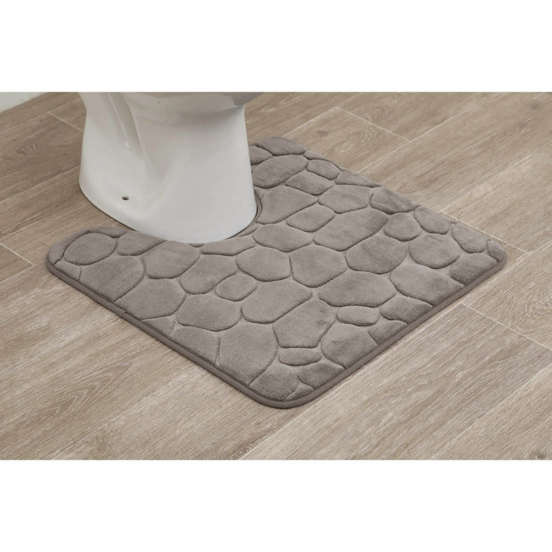 Taupe Memory Foam U-Shaped Contour Bath Rug with Pebble Design