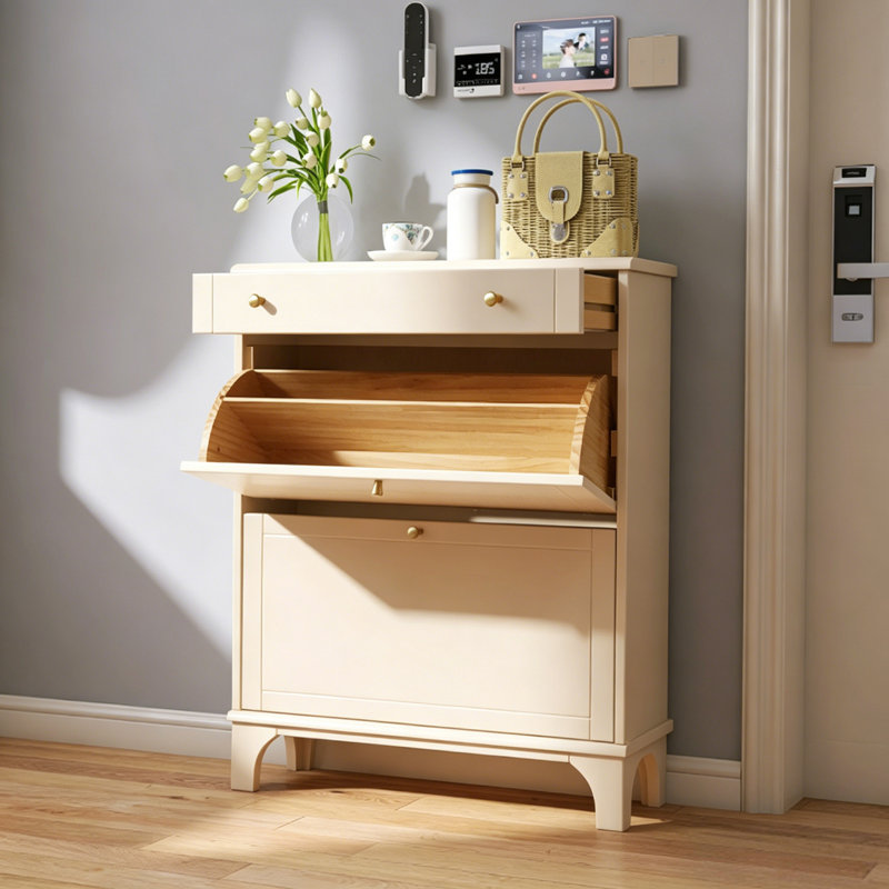 Rangement à chaussures 39,37 po moderne et minimaliste blanc ultra-mince escamotable, 35.43" H x 39.37" W x 10.63" D