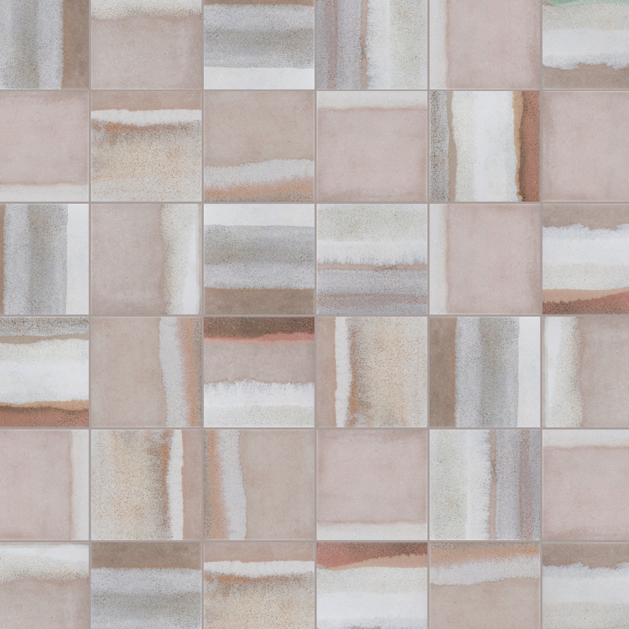 Matter Canvas 6" x 6" Porcelain Stone Look Floor and Wall Tile, Taupe/Red