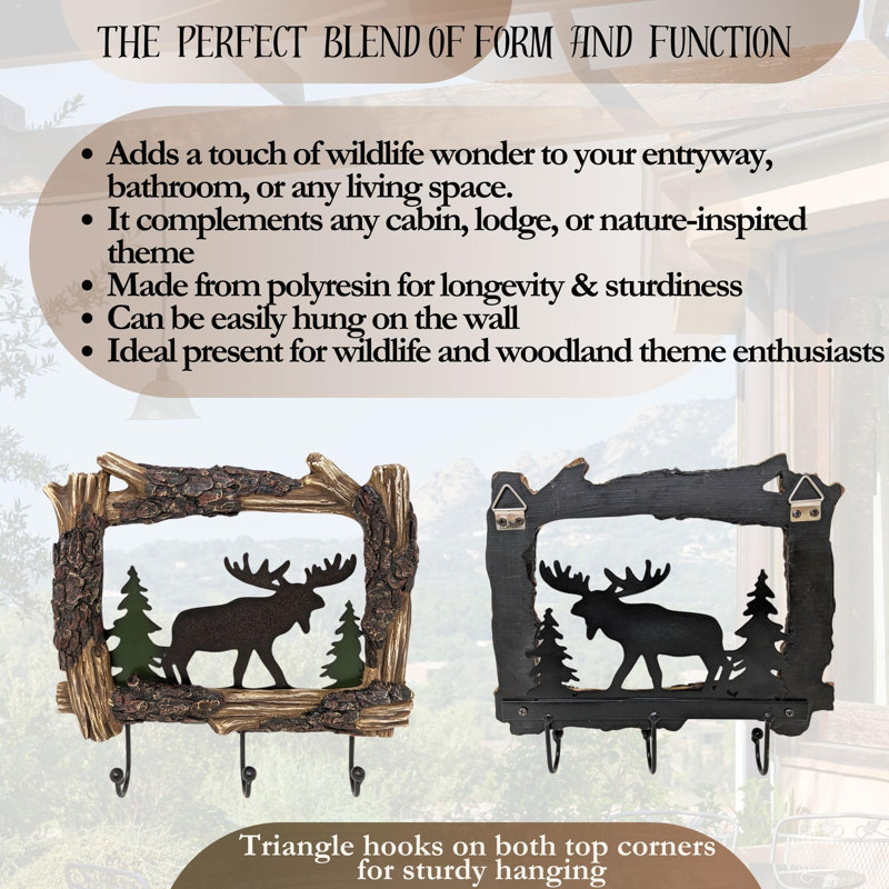 Rustic Moose Coat Rack with Log Accents