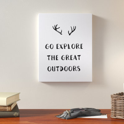 " Go Explore The Great Outdoors Antlers Illustration " by Daphne Polselli