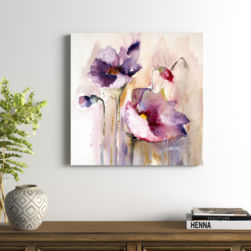 Plum Poppies I, H 30 po x l 30 po, Toile tendue, Sans cadre