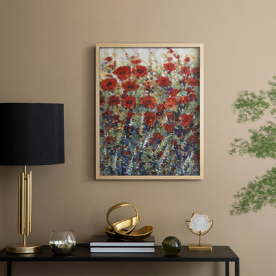 «Garden Poppies I», reproduction encadrée - bois massif